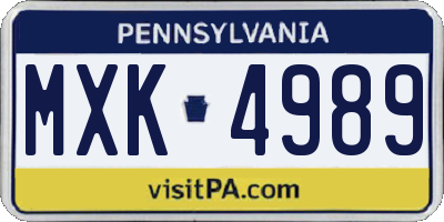 PA license plate MXK4989