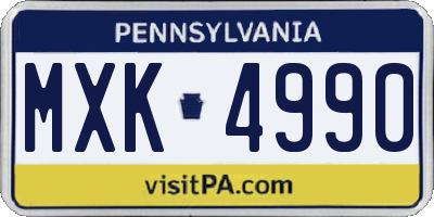 PA license plate MXK4990