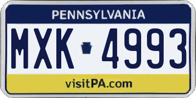 PA license plate MXK4993