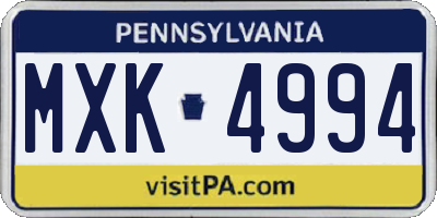 PA license plate MXK4994