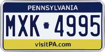 PA license plate MXK4995