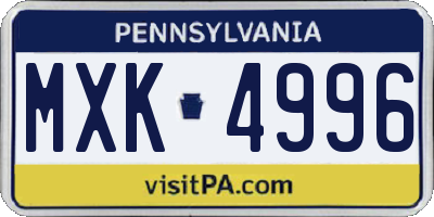 PA license plate MXK4996