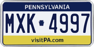 PA license plate MXK4997
