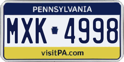 PA license plate MXK4998