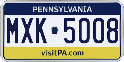 PA license plate MXK5008