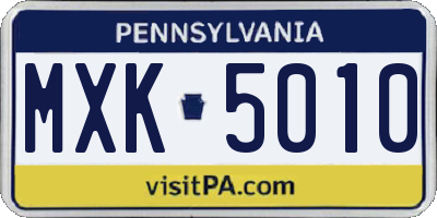 PA license plate MXK5010