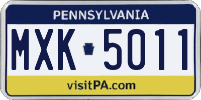 PA license plate MXK5011