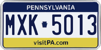 PA license plate MXK5013