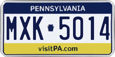 PA license plate MXK5014