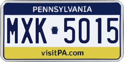 PA license plate MXK5015