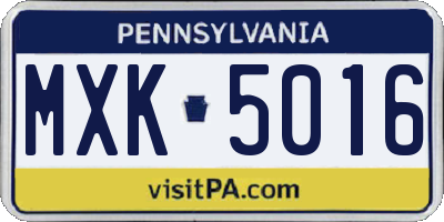 PA license plate MXK5016