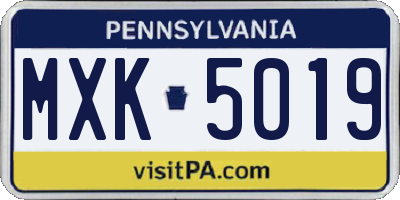 PA license plate MXK5019