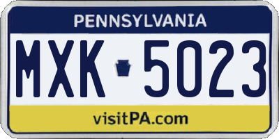 PA license plate MXK5023