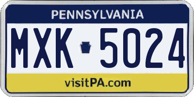 PA license plate MXK5024