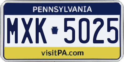 PA license plate MXK5025