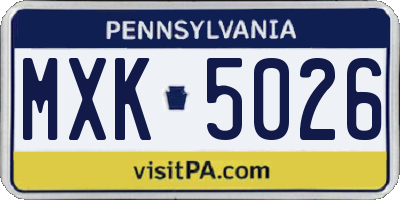 PA license plate MXK5026