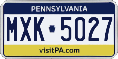 PA license plate MXK5027