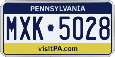 PA license plate MXK5028