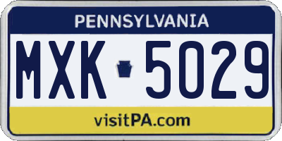 PA license plate MXK5029