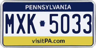 PA license plate MXK5033