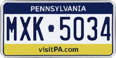PA license plate MXK5034