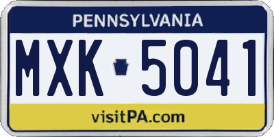 PA license plate MXK5041