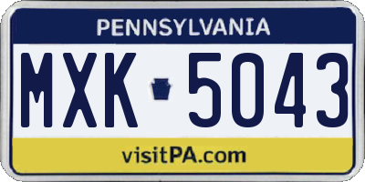 PA license plate MXK5043