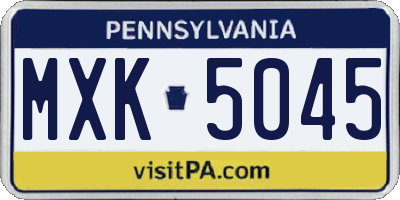 PA license plate MXK5045