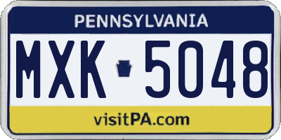 PA license plate MXK5048