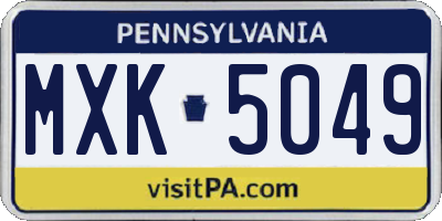 PA license plate MXK5049