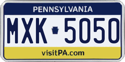 PA license plate MXK5050
