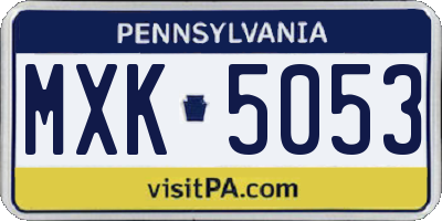 PA license plate MXK5053