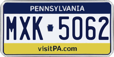 PA license plate MXK5062