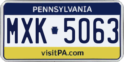 PA license plate MXK5063