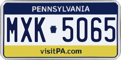 PA license plate MXK5065