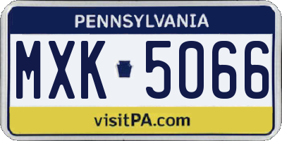 PA license plate MXK5066