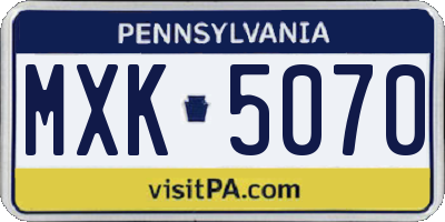 PA license plate MXK5070