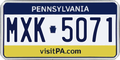 PA license plate MXK5071