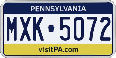 PA license plate MXK5072