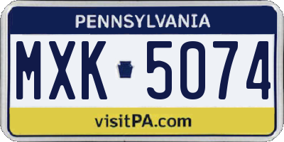 PA license plate MXK5074
