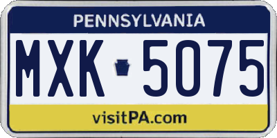 PA license plate MXK5075
