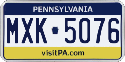 PA license plate MXK5076