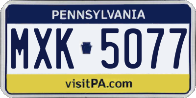 PA license plate MXK5077