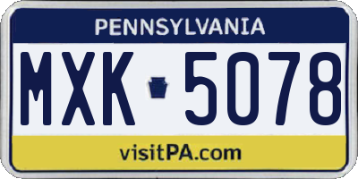 PA license plate MXK5078