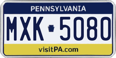 PA license plate MXK5080