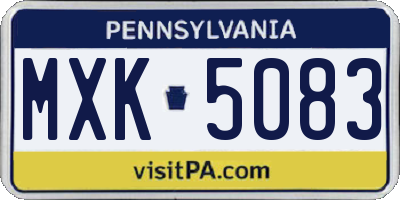 PA license plate MXK5083