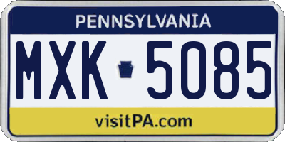PA license plate MXK5085