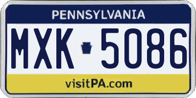 PA license plate MXK5086