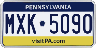 PA license plate MXK5090