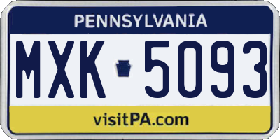 PA license plate MXK5093